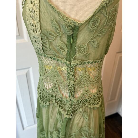 Sundance Dress NO SLIP Womens 4 READ Green Fairy Boho Babydoll Coquette Lace - Picture 8 of 12